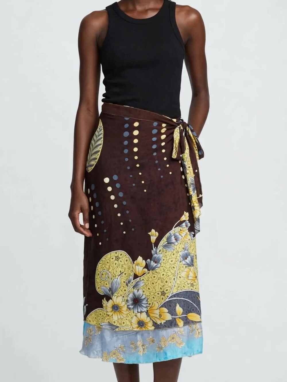 Women’s Brown Floral Sarong Wrap Skirt